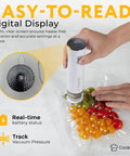 Person using Must Have Food Vacuum Sealer Machine With Digital Display And Visible Tank 8L Air Flow to seal tomatoes