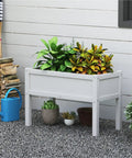 Elevated HDPE Raised Garden Bed With Legs All Weather Outdoor Planter Box For Seeds Herbs Flowers And Veggies White Durable