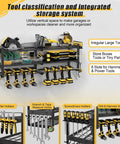 Power Tool Organizer Wall Mount Heavy Duty 350 Lbs Garage Storage Rack With Six Cordless Drill Holders 3 Tier 32 Inch Wide