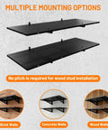 2-Pack Heavy Duty Wall Shelves 2x3ft, 500 Lb Capacity Garage Wall Mounted Shelving Racks With Complete Install Kit shown on various wall types