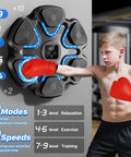 Child using Dope Music Boxing Machine With Bluetooth Punching Trainer For Home Gym Wall Mounted LED Target 9 Speed Modes