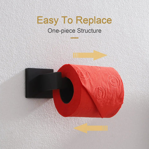 Matte Black Wall Mounted Toilet Paper Holder Stainless Steel SUS304 Rustproof Bathroom Accessory with red roll