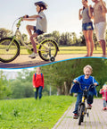 Children using Quiet Heavy Duty Training Wheels For Kids Bikes Stabilizer Kit Ride Ready Adjustable Metal And Rubber Fits 12 To 20 Inch Single Speed Bicycles Includes Bell And Reflective Sticker For Safety Noiseless Easy Install