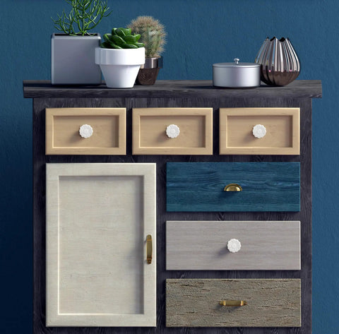 Top Shelf Vintage Floral Daisy Ceramic Drawer Pulls And Cabinet Knob Sets Include Matching Screws Hella Charming White Finish for wooden drawers.