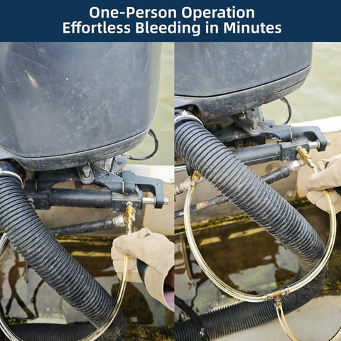 One Person DIY Hydraulic Steering Bleed Kit With Filler Hose For SeaStar BayStar And Uflex Systems used for boat maintenance