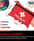Red compact zippered first aid kit pouch, 100-piece travel emergency kit by Amazon
