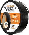 Industrial Strength Polypropylene Pallet Strapping Roll Half Inch Thick With 7200 Feet Of Embossed Banding, 600 Pound Break Strength