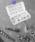 100 Piece High Strength Cotter Pins And Safety Pins Set For Mechanical And Automotive Use Wear Resistant Locking Kit With Diverse Pin Types For Heavy Duty Projects Easy Install And Quick Removal For DIY Repairs., assorted zinc plated cotter and R clips in organizer case