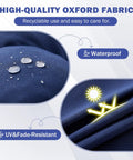 Waterproof and UV fade-resistant Oxford fabric for Rocking Chair Cushions Set Navy Blue Tufted Waterproof Fade Resistant Indoor Outdoor Cushions With Ties Includes 17x17 Inch Seat Cushion And 21x17 Inch Back Cushion.