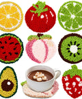 8 Piece Fruit Punch Punch Needle Coaster Kit For Adults Beginners DIY Embroidery Set, featuring eight fruit-themed tufted coasters.
