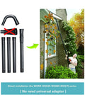 Universal Gutter Cleaning Kit For Leaf Blowers With 11 Ft Reach No Ladder Needed Tool Free Setup; person using kit on house gutter.