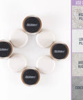 Round Two And Half Inch Reusable Furniture Sliders For Carpet Eight Pack Beige displayed in a circular arrangement
