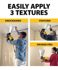 Pro Grade Electric Texture Sprayer Featuring Three Ready To Roll Swappable Nozzles For Acoustical Popcorn Knockdown Orange Peel Coatings On Ceilings Walls Fast Lock N Go Setup Makes Weekend Renovations A Breeze in use on ceilings.