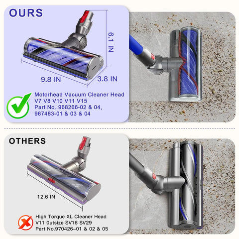 Comparison of Cordless Vacuum Head Replacement for V7 V8 V10 V11 V15 Animal V10 Cyclone Series with others on carpet