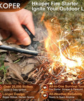Go-To 6 Inch Ferro Rod Fire Starter Kit igniting campfire with flint, paracord, scraper in outdoor setting
