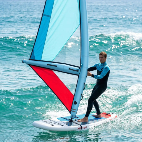 Person using Inflatable Kite Surfing Sail And Wing Foil Board Set With Pump, PVC Wing-Shaped Board For Surfing, Windsurfing, Blue 3.2㎡