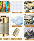 Displayed: Two Pack Three Quarter Inch Diamond Grinder Bit Heads With Brass Core For Stained Glass Grinding And Glass Processing