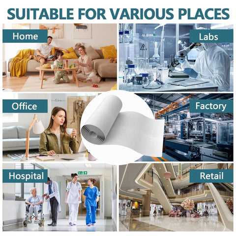 High Efficiency Filter Material For Custom Cut Air Filters That Capture Dust And Pet Dander Down To 0.3 Microns With Adhesive Hook Tape For Ceiling Vents And HVAC Furnaces Home Use in various settings like home, office, hospital, and lab.