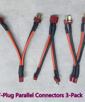RC T Plug Parallel Connector Kit With 14 AWG 10cm Silicone Cord One Female To Two Male Battery Extension Cables Gold Plated