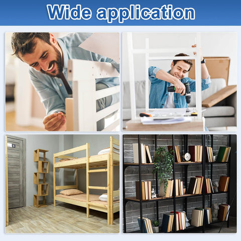 Wide application of slotted cylindrical pin set M3 x 30mm with nuts, used in furniture assembly and bookcase installation.