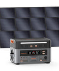 Heavy Duty Portable Power Station Solar Generator with dual 200 Watt outputs and solar panels for camping and emergency backup.