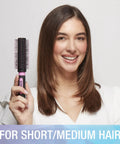 Round Hairbrush For Blowouts With Nylon Bristles Adds Body And Fullness Smooths Detangles And Creates Soft Waves On All Hair Lengths Perfect For Blow Drying Lightweight Soft Grip Pink And Black for short/medium hair