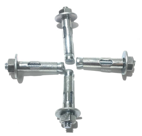 Image of Sleeve Anchors With Nuts And Washers, Zinc Plated Steel, Hex Head, Five Sixteenth Inch By One And A Half Inch Long, Four Pack