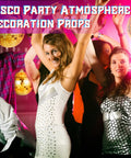 Party scene with people dancing under 25 Pcs Disco Balls Ornament Set Mini Reflective Party Hanging Balls With Lanyard Gold 2 Inch 3.14 Inch 4 Inch