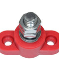 Heavy Duty Red Insulated Battery Power Junction Terminal Block With 3/8 Inch Lug for power distribution and solid mounting.