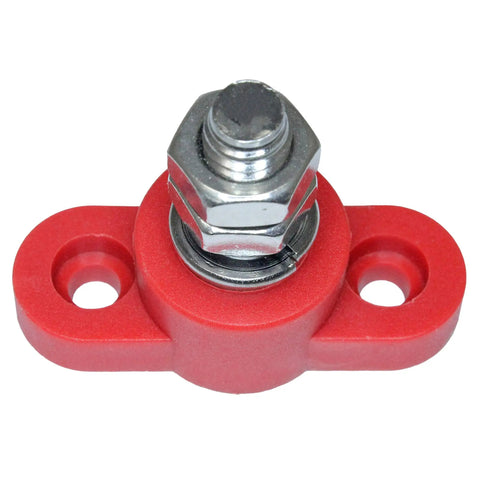 Heavy Duty Red Insulated Battery Power Junction Terminal Block With 3/8 Inch Lug for power distribution and solid mounting.