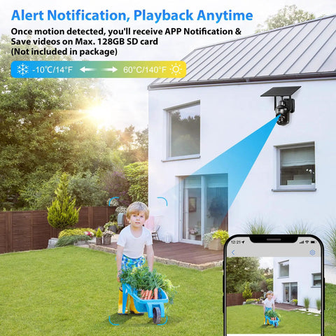 Heavy Duty Solar Security Camera With 4G LTE And Built In Sim Card For Outdoor Wireless Use capturing motion in yard.