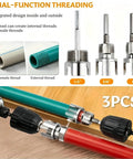 Tepvoker Pvc Pipe Threader Kit With Internal And External Threading Dies For 1/2 Inch 3/4 And 1 Inch Npt plumbing tools on drill.