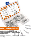 100 Piece Aluminum Blind Rivets Kit Pro Grade Pop Rivets Assortment in transparent case, showing various sizes.
