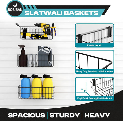 24 Piece Slatwall Accessories Kit With Metal Storage Baskets Heavy Duty Shelf Brackets Multi Size Hanging Hooks For Retail Store Fixtures And A Hella Organized Merch Display Setup