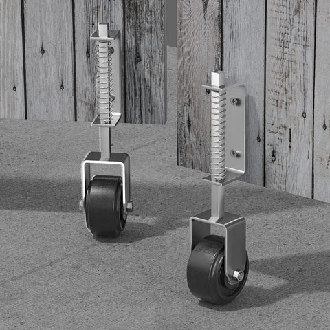 4 Inch Gate Wheel Caster For Wooden Gates, Heavy Duty Gate Caster With 450 Lb Capacity, Spring Loaded, Plate Mount
