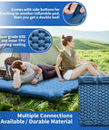 Ultralight Inflatable Sleeping Pad With Built In Foot Pump And Pillow For Camping, extra wide pad in use outdoors