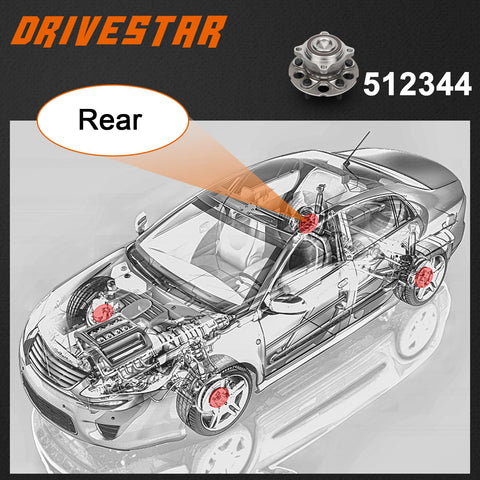 Diagram of car with highlighted Pair Rear Wheel Hub And Bearing Assembly For Honda CRV Ex Ex LX Fwd Crosstour 2010 2015