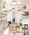 Six Foot Pocket Door Kit installed in various rooms like kitchen, bedroom, living room, office, cloakroom, and study.