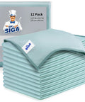 Glass Cleaning Microfiber Cloths 12 Pack 35x40 Cm Lint Free Gentle stacked with packaging in background