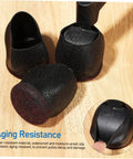 Close-up of Ten Pack Caster Cups For Rolling Furniture Nonslip Floor Protectors TPE Wheel Stoppers on wood surface.