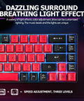 Solid Compact 68 Key Wired Keyboard With Butter Smooth Tactile Keys Dope Rainbow Rgb Backlights illuminated with colorful effects