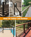 Installed 80 Pack Black T316 Stainless Steel Left And Right Handed Lag Screws For One Eighth Inch Cable Railing Deck And Stair Wood Post Hardware Kit