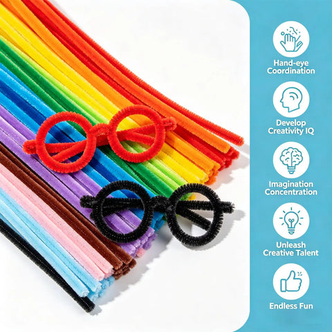 200 Colorful Pipe Cleaners Set For Arts And Crafts, Chenille Stems DIY Projects, Kids And Adults Craft Kit, Holiday Decor And Home Decor, School Supplies, Dope Gift For Makers colorful chenille stems in 20 colors