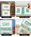 Two Pack Built Tough Reflective Parking Signs For Office Staff And Employees 18 By 12 Inch Aluminum in various conditions.