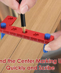 Pocket Sized EDC Precision Right Angle Square For Woodworking With Inch Scale CNC Aluminum Center Finder Tool Scriber Red Finish in use