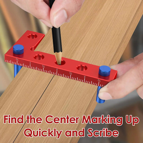 Pocket Sized EDC Precision Right Angle Square For Woodworking With Inch Scale CNC Aluminum Center Finder Tool Scriber Red Finish in use