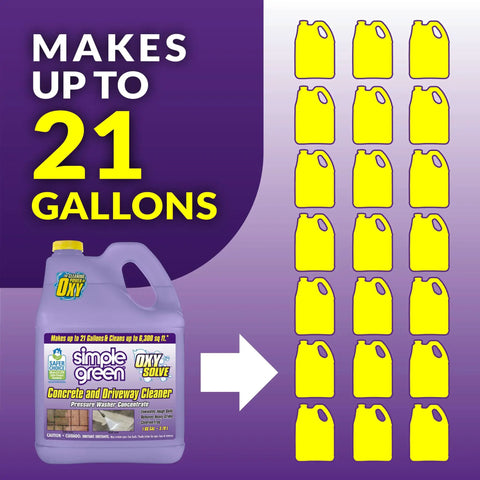 Oxy Solve Concrete And Driveway Pressure Washer Cleaner Purple Unscented 128 Fl Oz showing makes up to 21 gallons.
