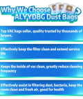 Heavy Duty Five Pack Shop Vacuum Bags Compatible With One Five Gallon Wet Dry Cleaners showing filtering benefits and dust capture.