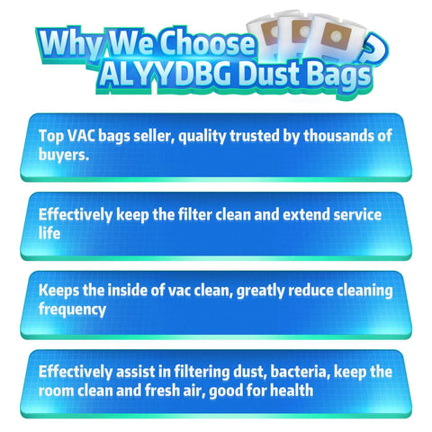 Heavy Duty Five Pack Shop Vacuum Bags Compatible With One Five Gallon Wet Dry Cleaners showing filtering benefits and dust capture.