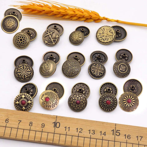 Antique Bronze Snap Button Set For Wallets And Leather Crafts, 15 Size Variants From 15Mm To 20Mm, Zinc Alloy Caps With Copper Sockets